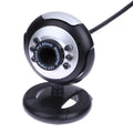 USB webcam with a ring of six white LED lights around the lens for computer video calls.