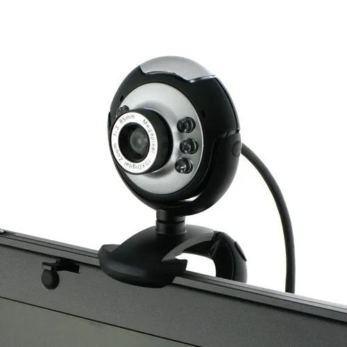 USB webcam with a ring of six white LED lights around the lens for computer video calls.
