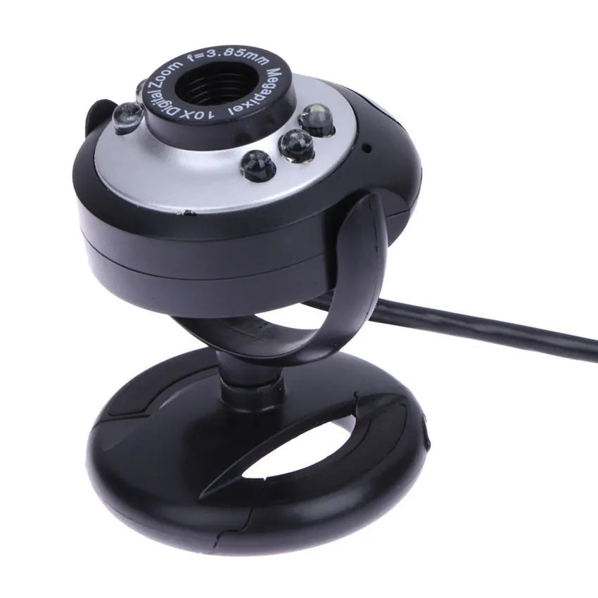 USB webcam with a ring of six white LED lights around the lens for computer video calls.