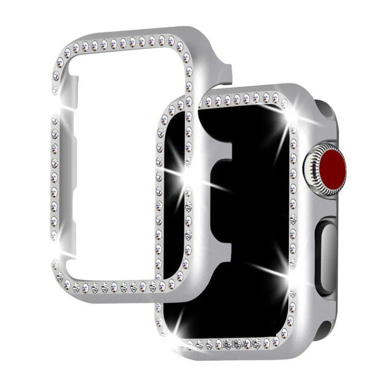Aluminium alloy diamond protective case for Apple Watch in silver, black, rose gold, rose pink, or gold colours