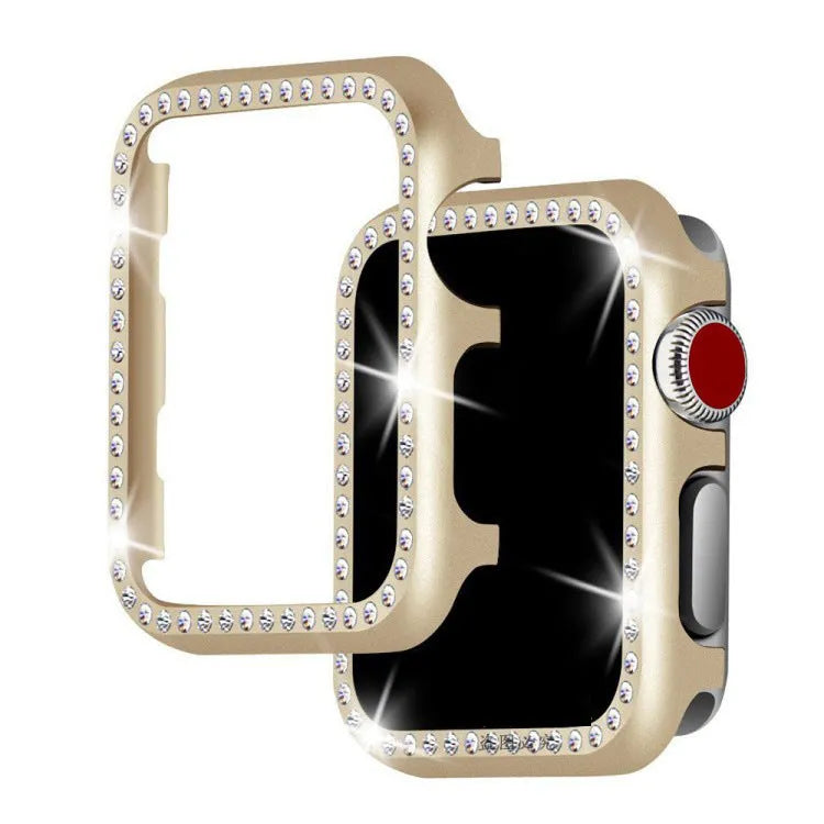 Aluminium alloy diamond protective case for Apple Watch in silver, black, rose gold, rose pink, or gold colours