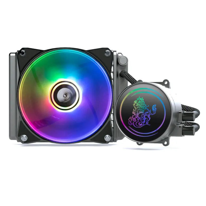 Kirin 240mm black CPU water cooling radiator with ARGB fans and copper-aluminium fins