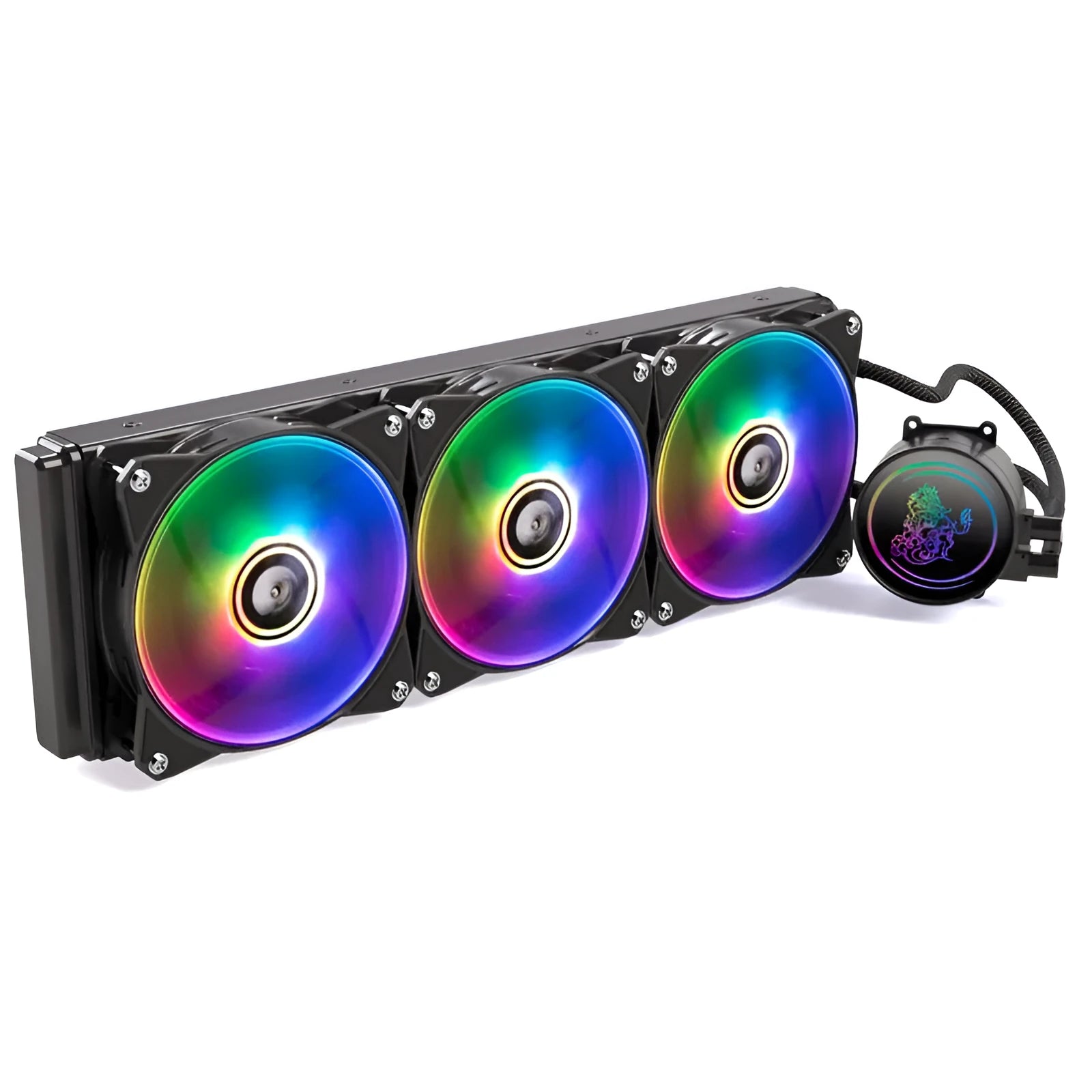 Kirin 240mm black CPU water cooling radiator with ARGB fans and copper-aluminium fins
