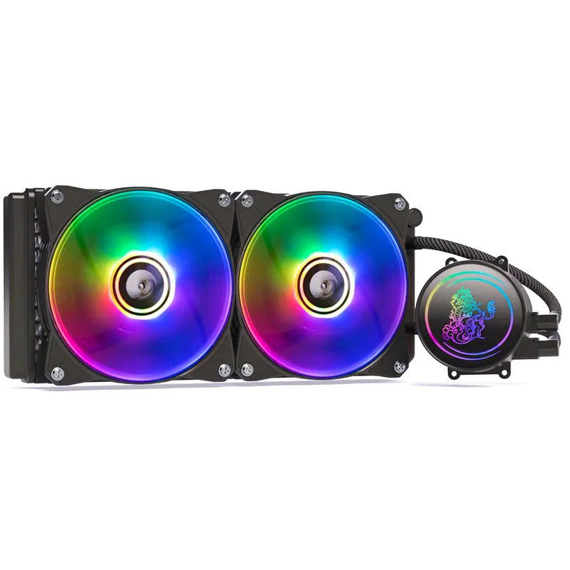 Kirin 240mm black CPU water cooling radiator with ARGB fans and copper-aluminium fins
