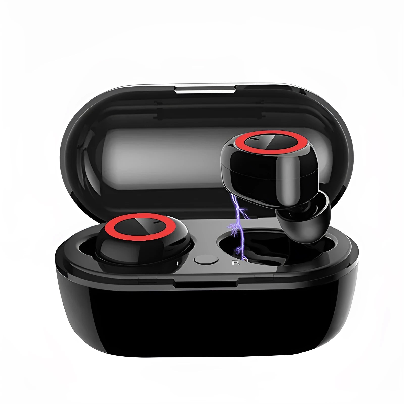 TWS wireless Bluetooth headset in multiple two-tone colour combinations showing left and right earbuds