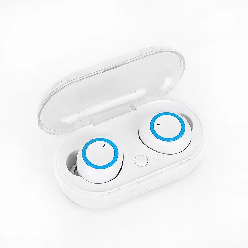 TWS wireless Bluetooth headset in multiple two-tone colour combinations showing left and right earbuds