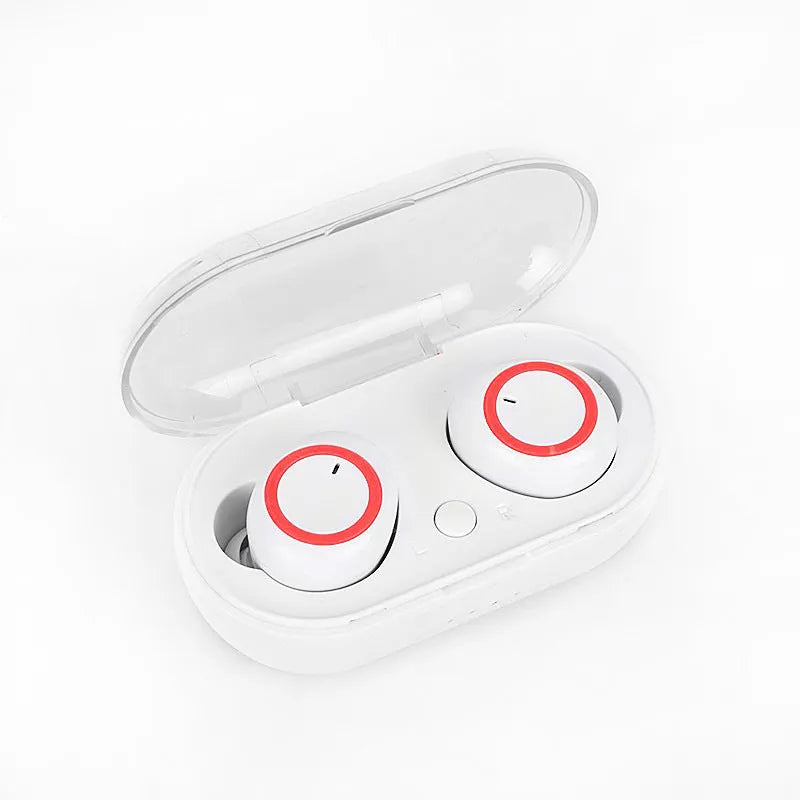 TWS wireless Bluetooth headset in multiple two-tone colour combinations showing left and right earbuds