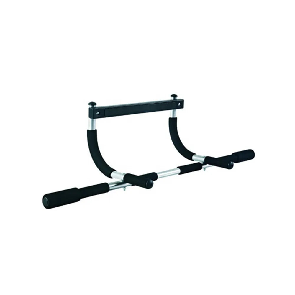 Black steel indoor pull-up bar for doorway or wall mounting