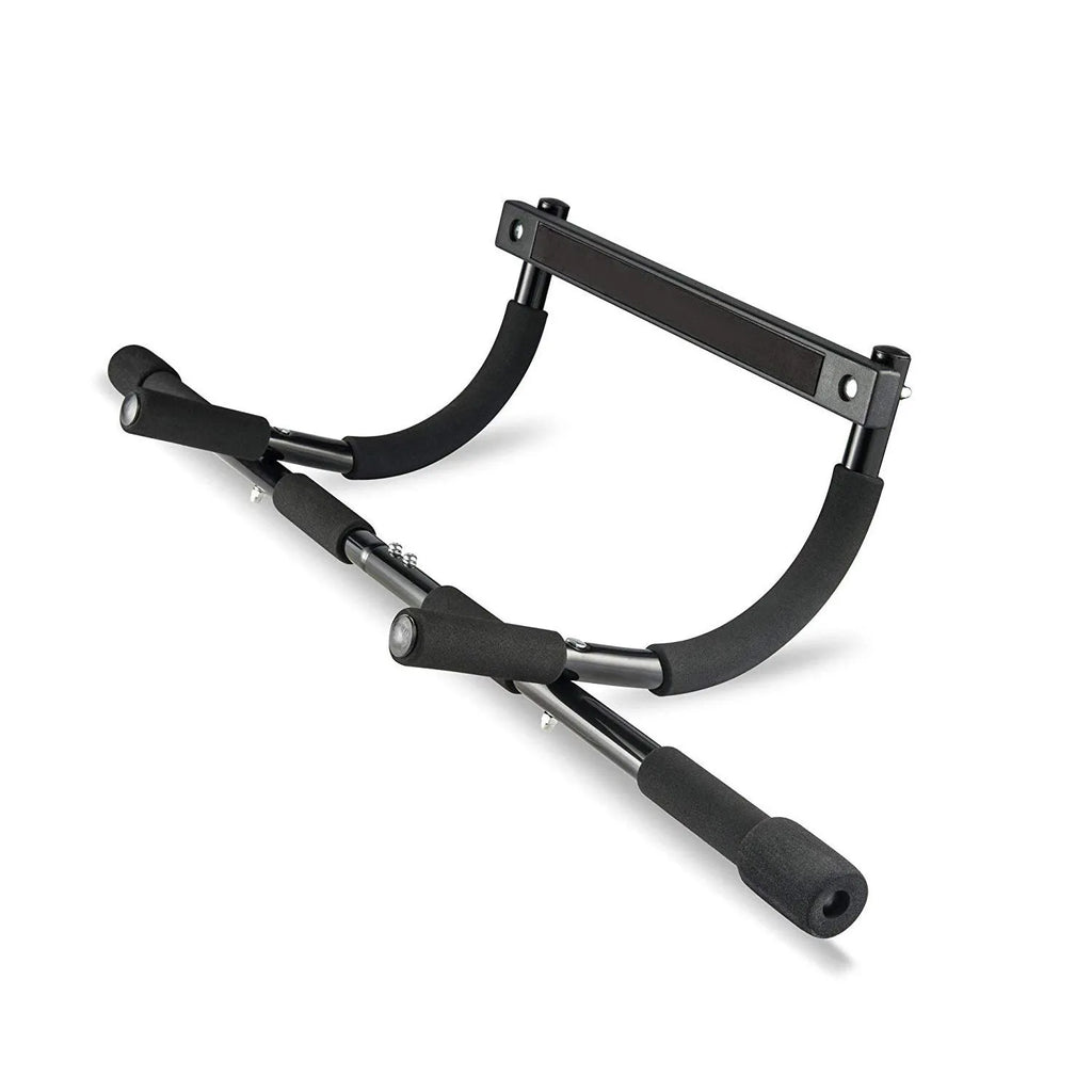 Black steel indoor pull-up bar for doorway or wall mounting