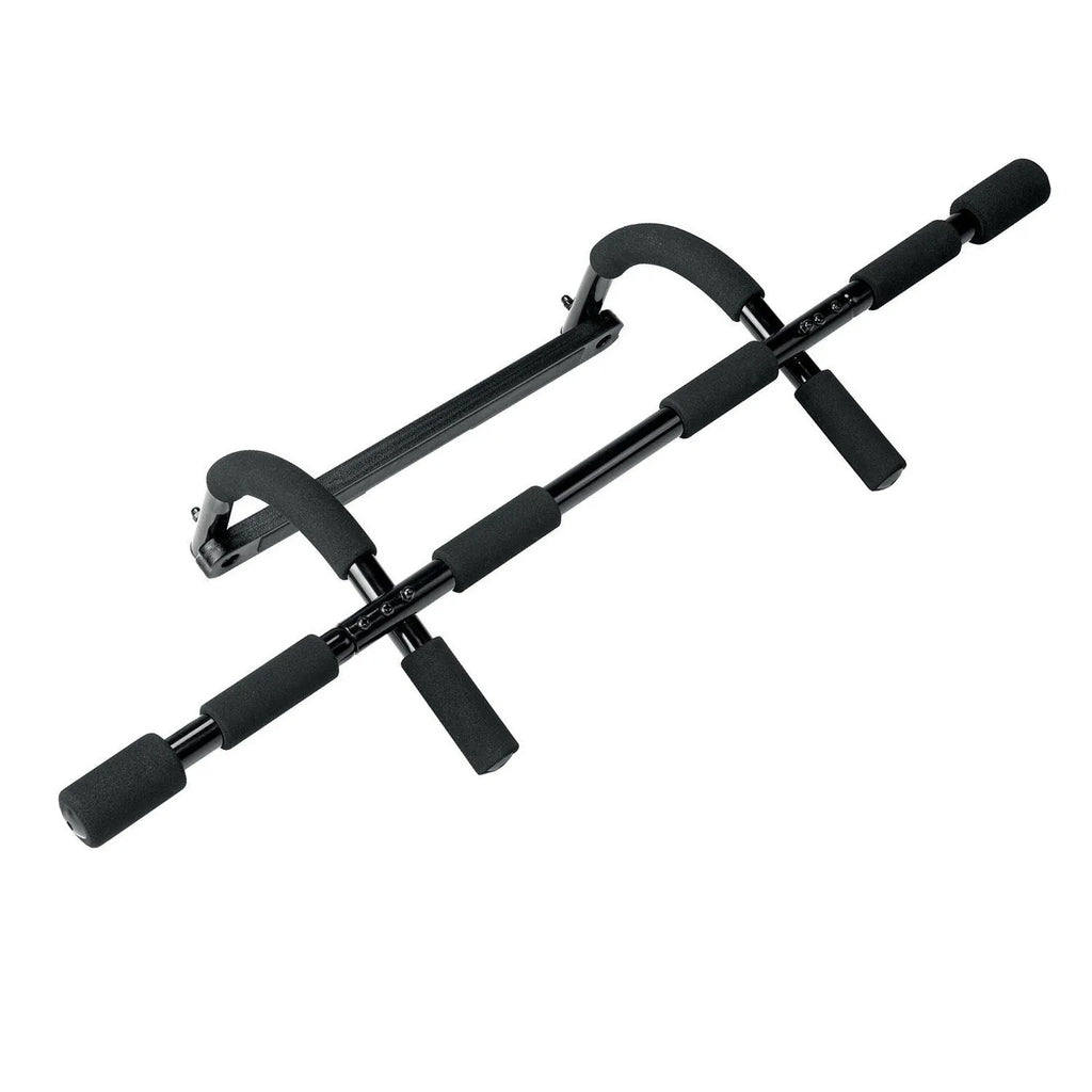 Black steel indoor pull-up bar for doorway or wall mounting