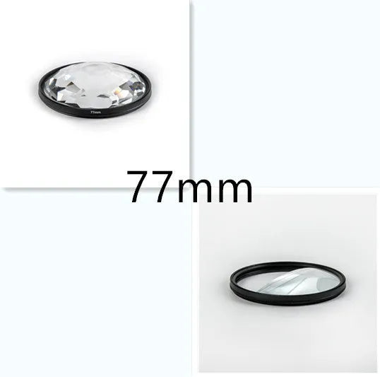 77mm split focus half moon mirror filter for SLR cameras with cleaning cloth and protective bag