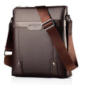 Rectangular black PU leather shoulder bag for men with adjustable strap and zipper closure