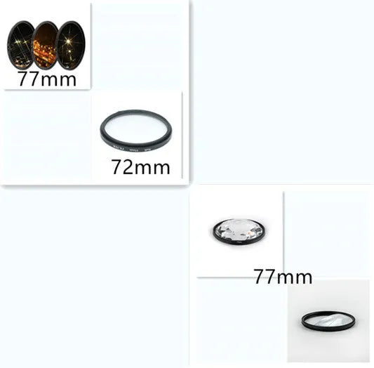 77mm split focus half moon mirror filter for SLR cameras with cleaning cloth and protective bag
