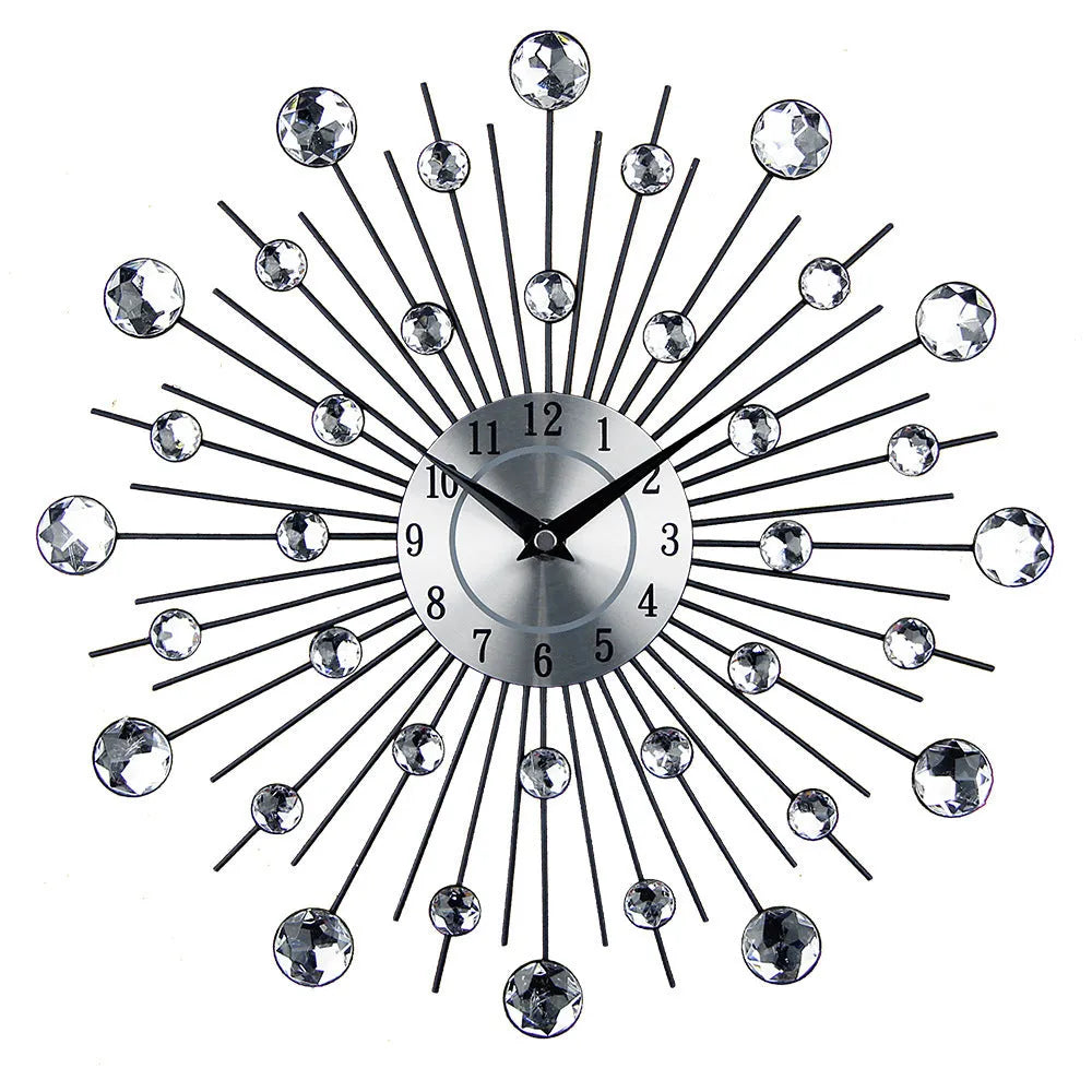 33 cm silver metal aluminium round wall clock with pointer display