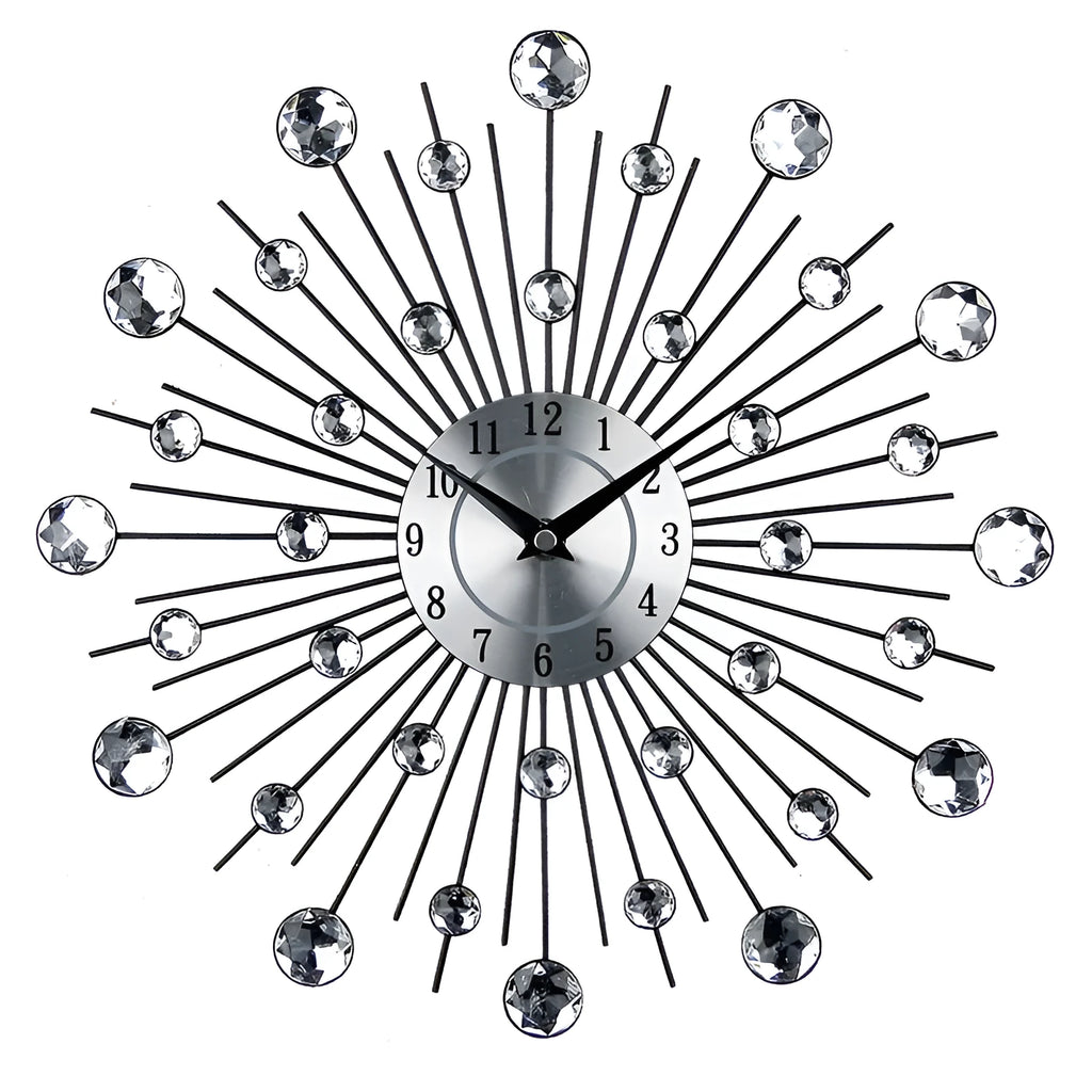 33 cm silver metal aluminium round wall clock with pointer display