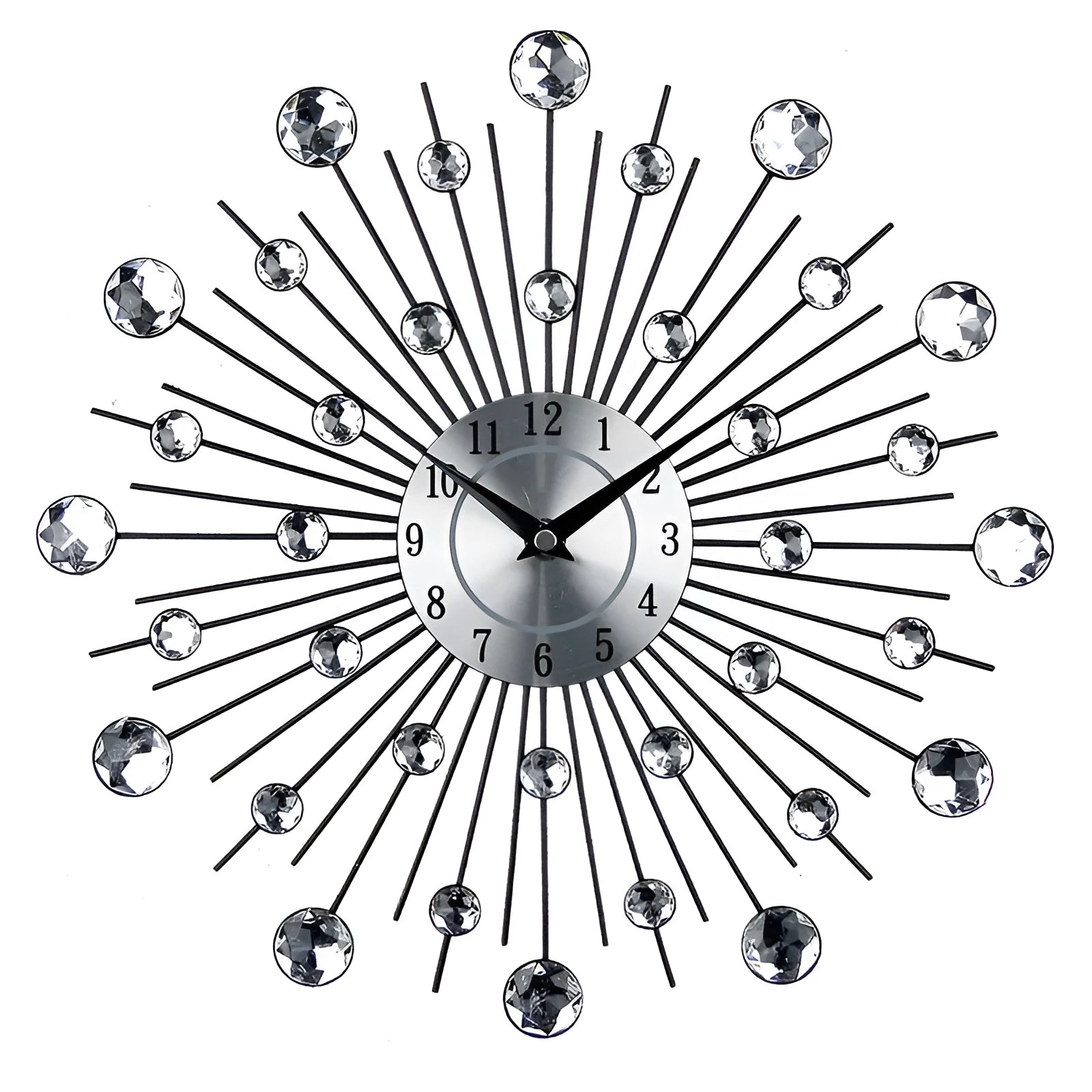 33 cm silver metal aluminium round wall clock with pointer display