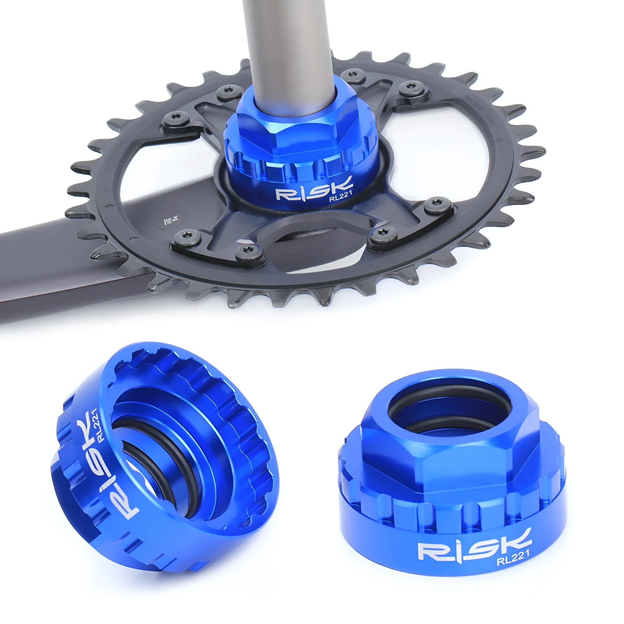 Blue aluminium alloy 12-speed direct mount disc brake removal wrench for bicycles.