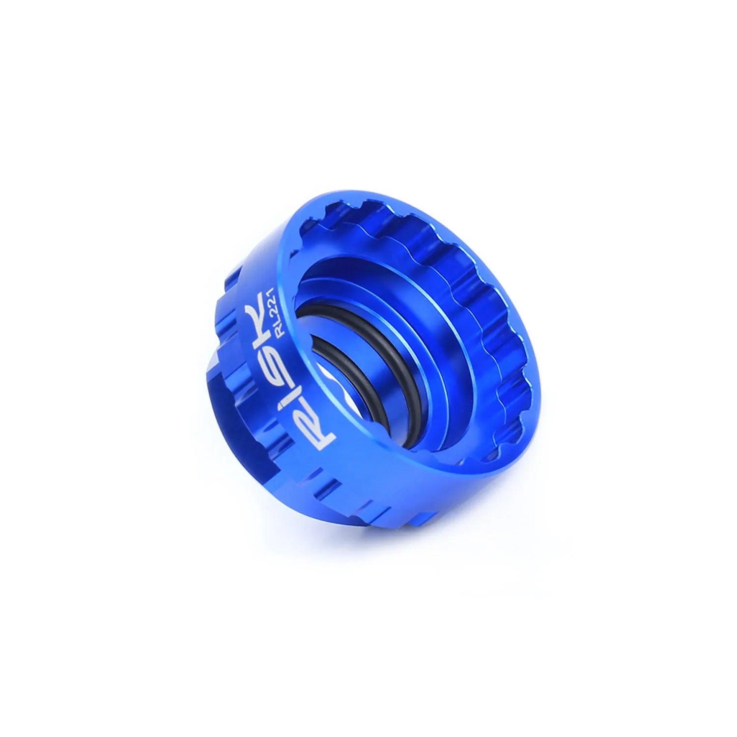 Blue aluminium alloy 12-speed direct mount disc brake removal wrench for bicycles.