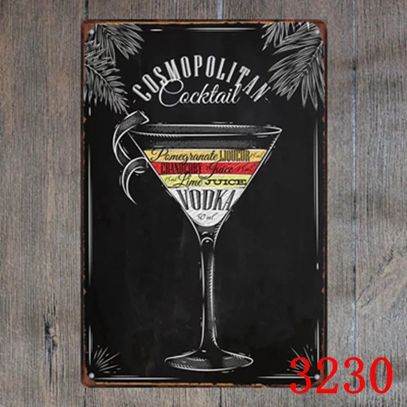 Retro barbecue and beer themed metal tin painting wall sign, 20cm by 30cm in size.