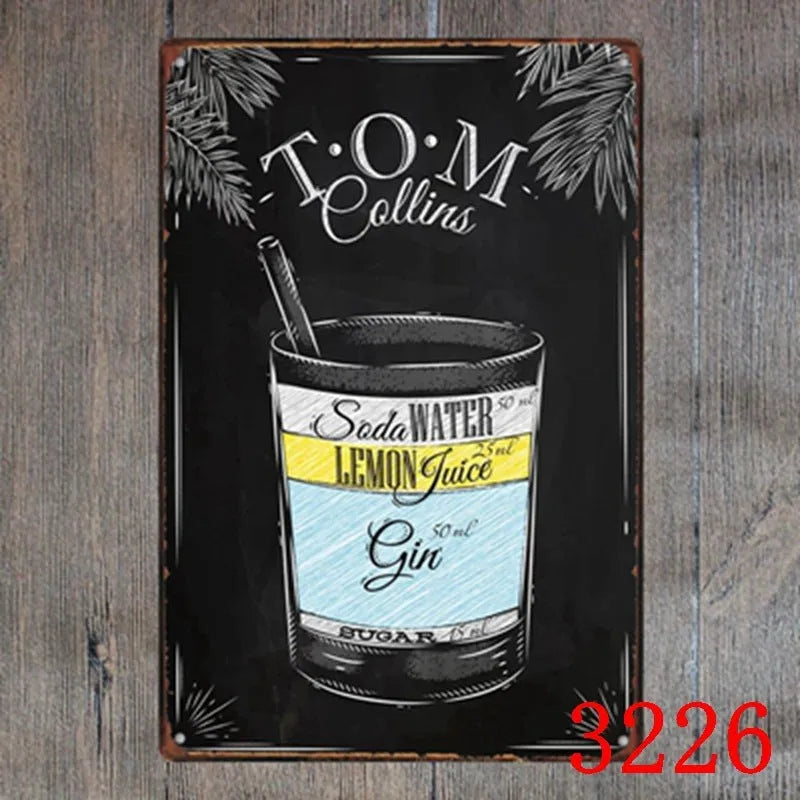 Retro barbecue and beer themed metal tin painting wall sign, 20cm by 30cm in size.