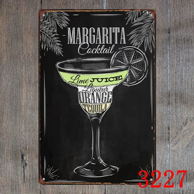 Retro barbecue and beer themed metal tin painting wall sign, 20cm by 30cm in size.