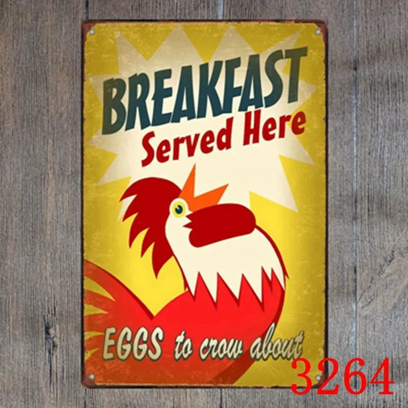Retro barbecue and beer themed metal tin painting wall sign, 20cm by 30cm in size.