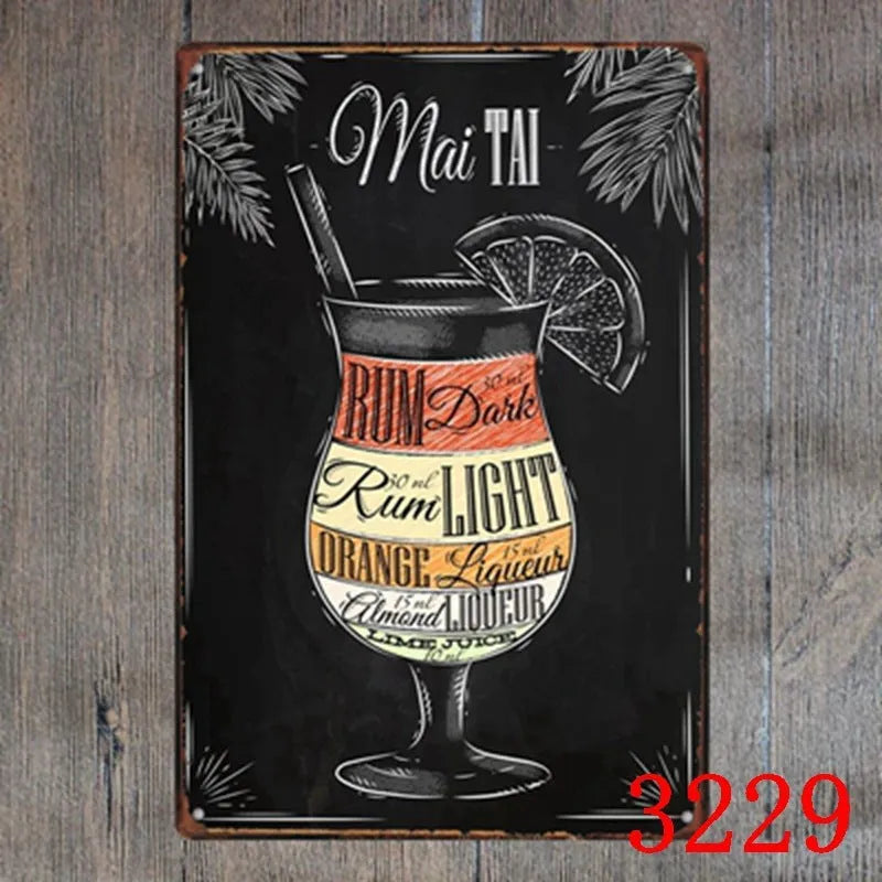 Retro barbecue and beer themed metal tin painting wall sign, 20cm by 30cm in size.