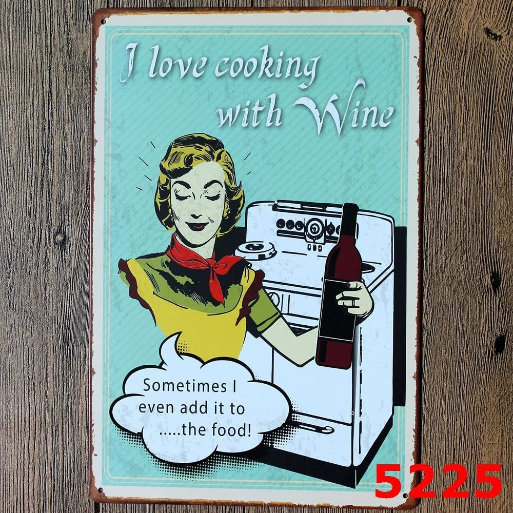 Retro barbecue and beer themed metal tin painting wall sign, 20cm by 30cm in size.