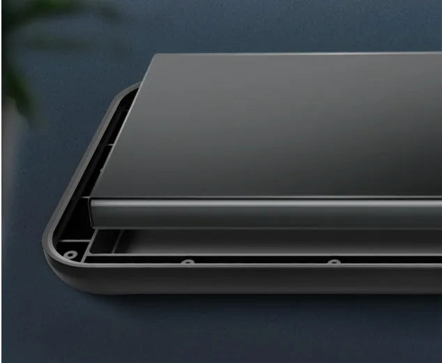 Black ultra-thin TPU wireless back clip battery pack for iPhone 12 models showing dimensions and clip mechanism