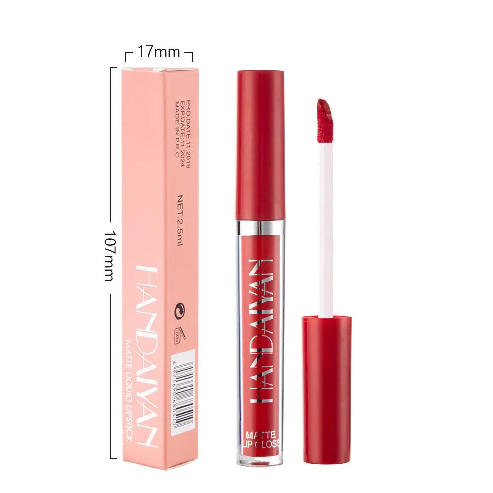HANDAIYAN matte non-stick cup liquid lipstick tube in one of 12 colour styles.