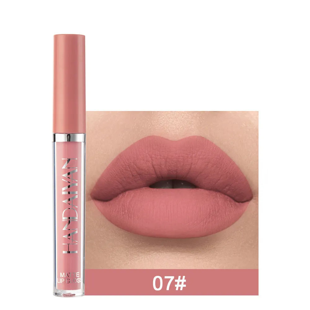 HANDAIYAN matte non-stick cup liquid lipstick tube in one of 12 colour styles.