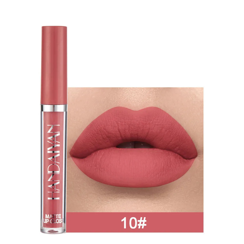 HANDAIYAN matte non-stick cup liquid lipstick tube in one of 12 colour styles.