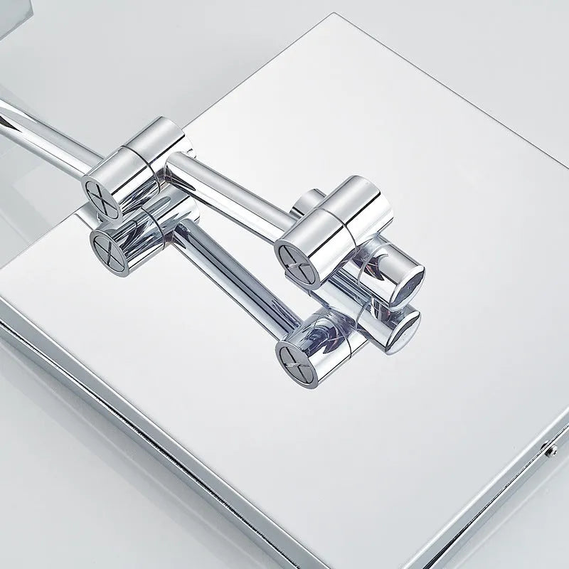 8.5 inch stainless steel folding bathroom mirror lamp in silver finish
