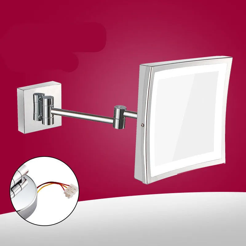 8.5 inch stainless steel folding bathroom mirror lamp in silver finish