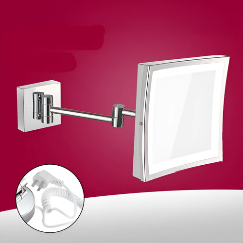 8.5 inch stainless steel folding bathroom mirror lamp in silver finish