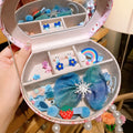 Children's hair clip and jewellery gift set with cartoon character styling in storage box