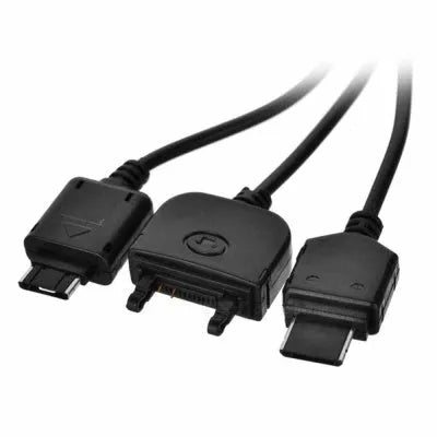 10-in-1 universal USB charging sync data cable with black plastic connectors and multiple interface adapters