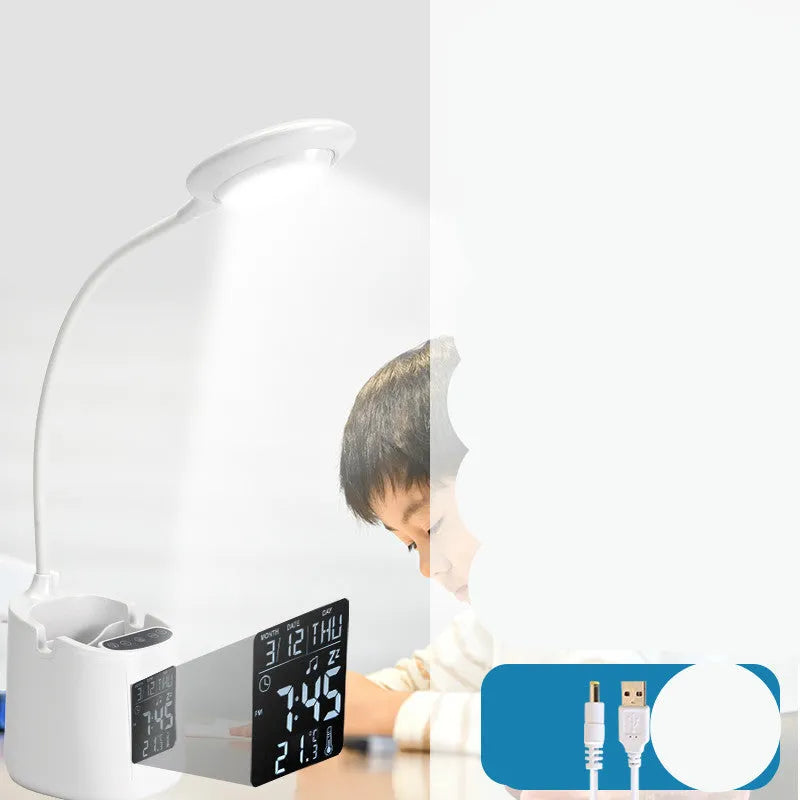 White USB desk lamp with touch switch control for study and dormitory use