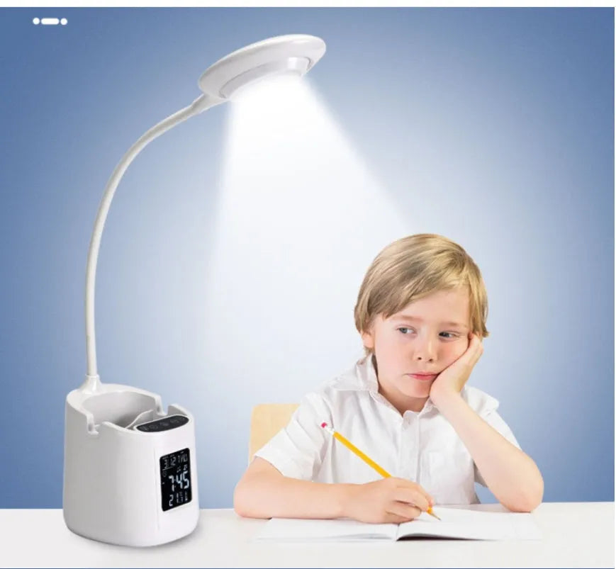 White USB desk lamp with touch switch control for study and dormitory use