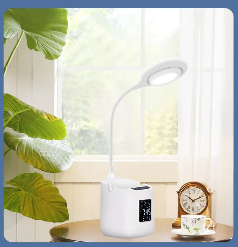 White USB desk lamp with touch switch control for study and dormitory use