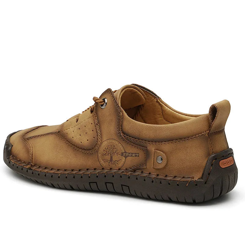 Men's black microfiber casual leather shoes with round toe on white background
