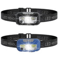 USB rechargeable LED headlamp with motion sensor and red running lights in black colour