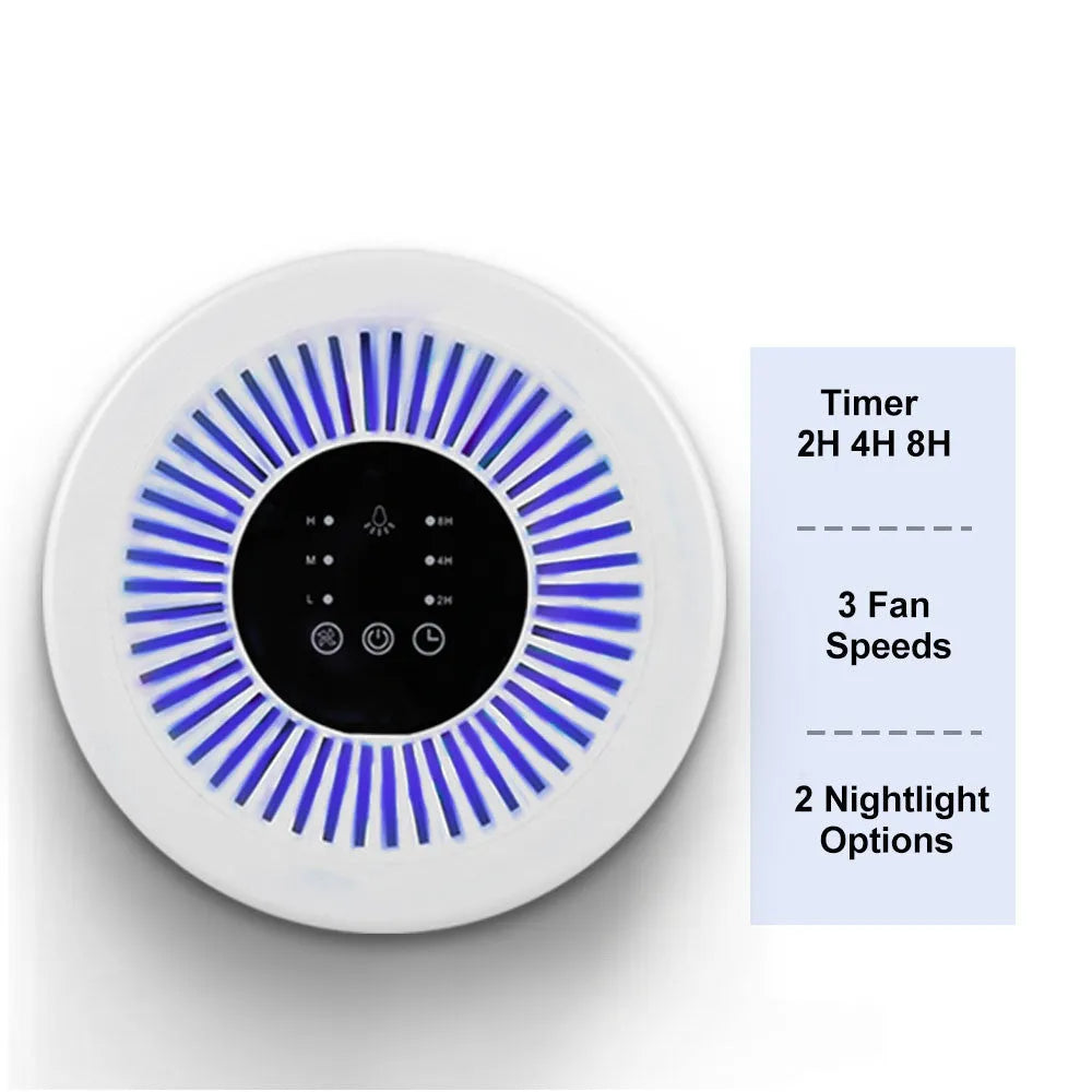 White household air purifier unit for medium rooms 15-20 square metres with universal voltage compatibility