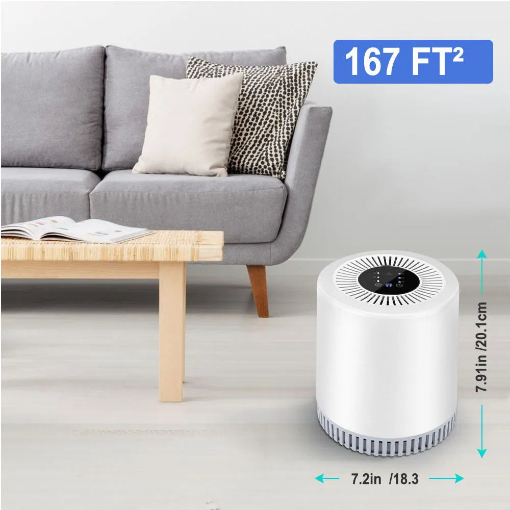 White household air purifier unit for medium rooms 15-20 square metres with universal voltage compatibility