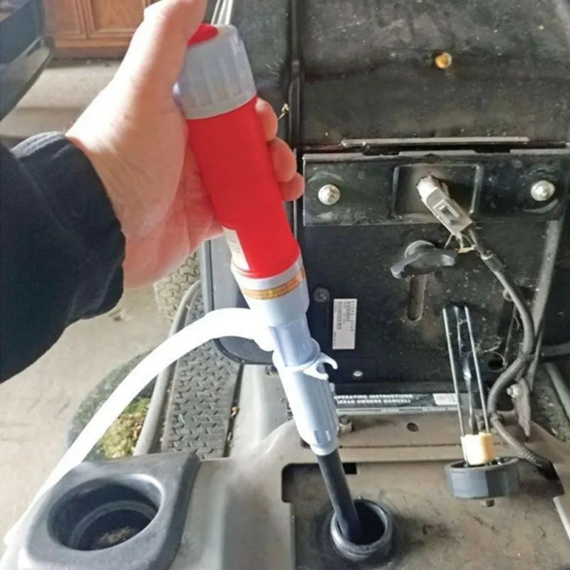 Blue manual siphon pump for fuel and liquid transfer