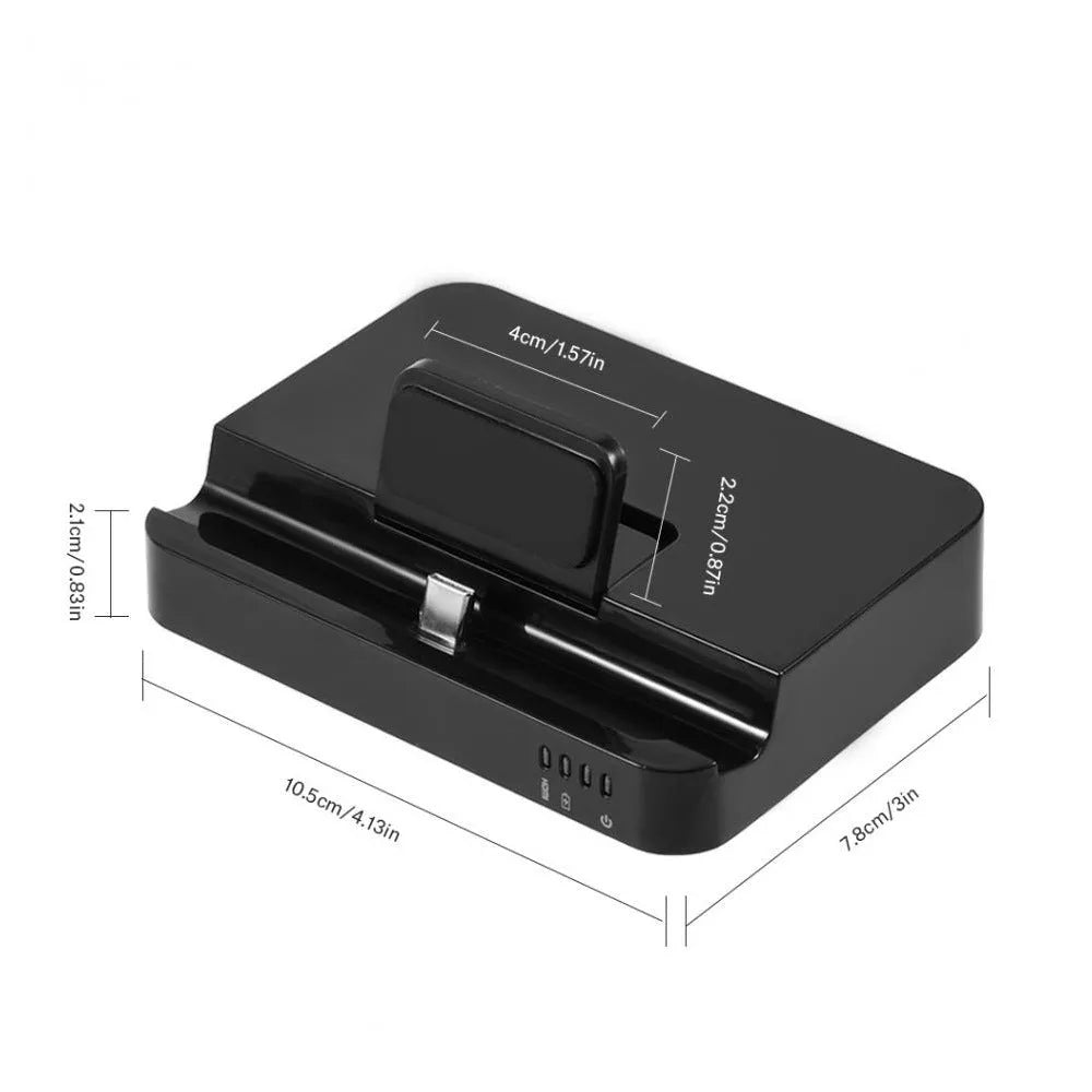 Black mobile phone to HD converter dock with HDMI and USB ports for screen mirroring and 5Gbps file transfer