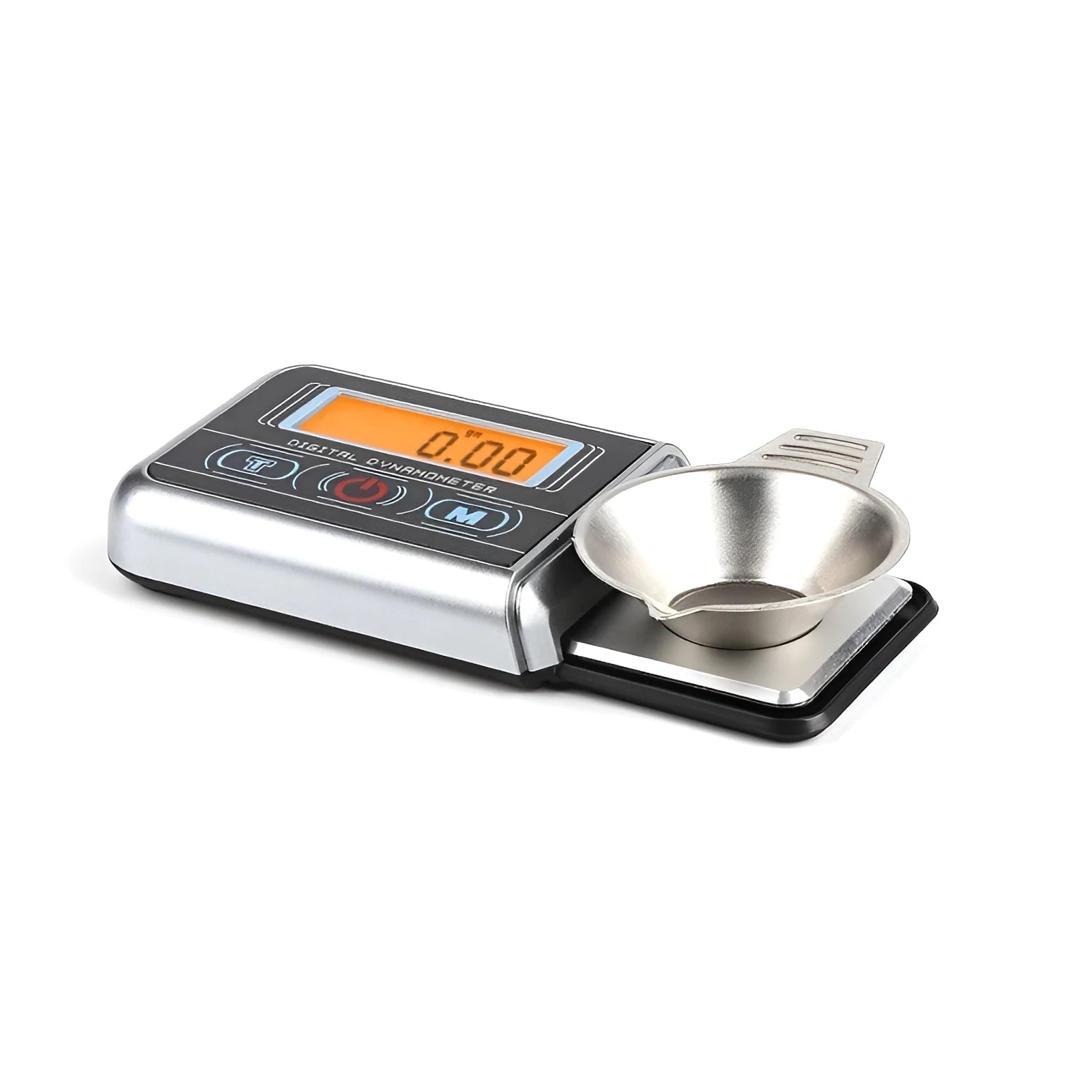 Digital precision scale with 100g capacity and 0.005g resolution on a dark surface