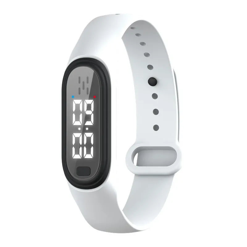 Ultrasonic electronic mosquito repellent bracelet in black, white, blue and pink colours