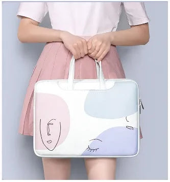 Blue waterproof laptop bag for 15.6-inch notebooks with soft handle and zipper opening