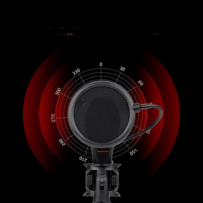 Black USB wired broadcast desktop microphone for gaming anchors and live karaoke